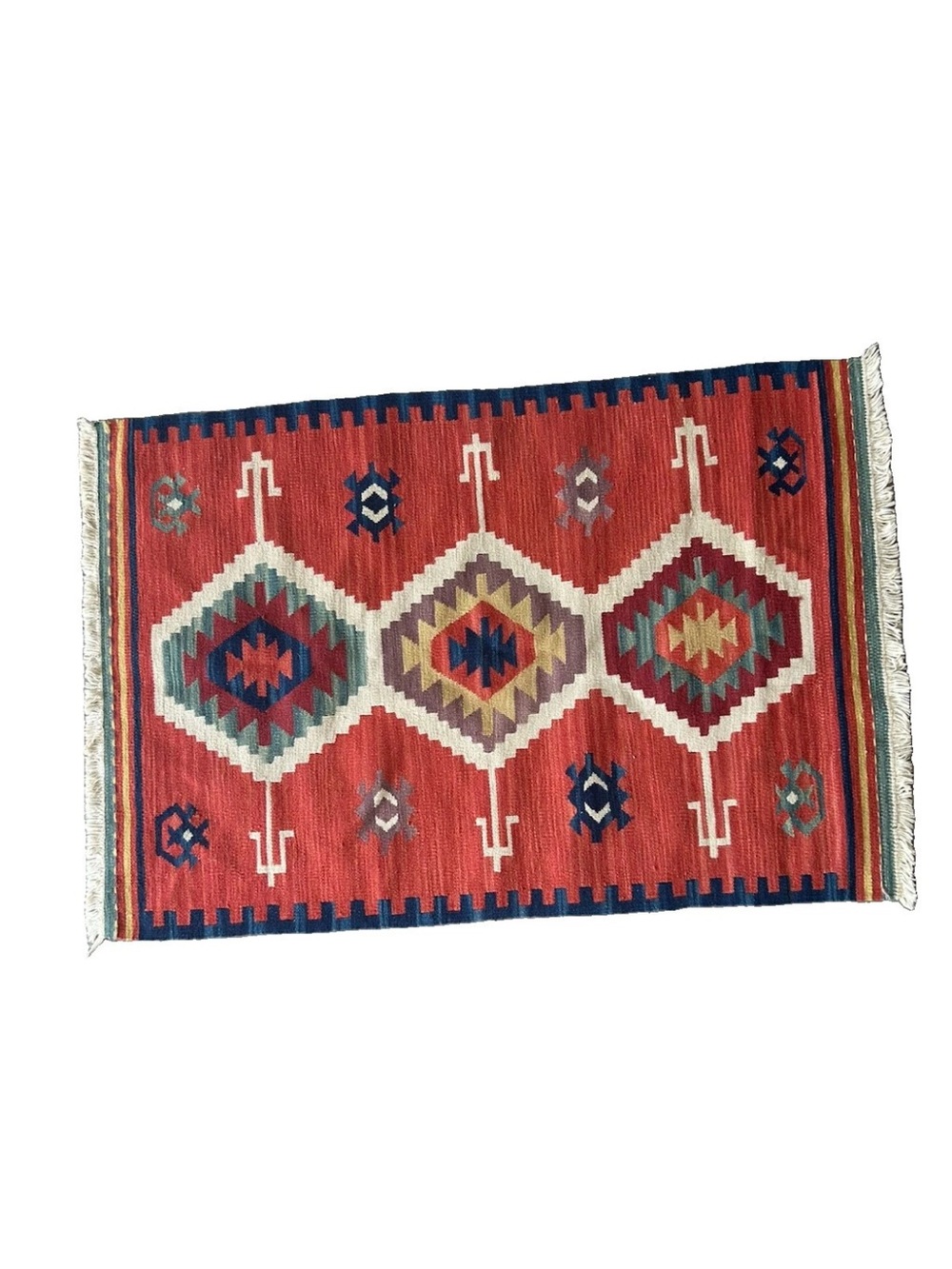 Vintage Kilim Rug Hand Woven Wool Turkish Tribal Geometric Southwestern 25x38 - Picture 13 of 14